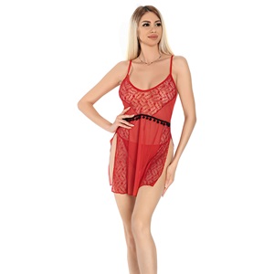 Lily Bicnca 913 Bayan Fantazi Kısa Lux Gecelik - Kırmızı - S-M