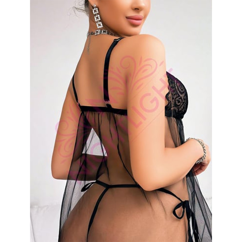 Nightlight 7020 Bayan Dantelli Fantazi Takım Gecelik - Siyah - L-XL