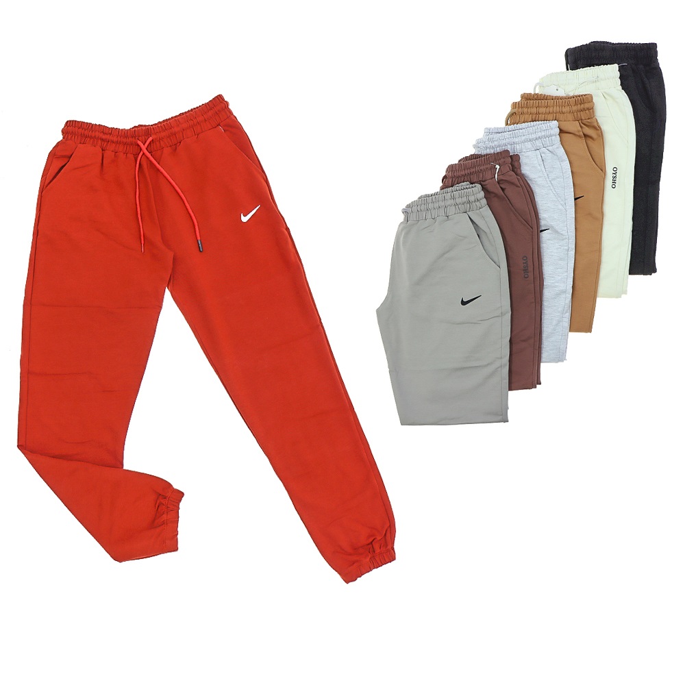 Baran 056 Bayan Kompak Penye Nike Baskılı Paça Lastikli Eşofman Alt S-XXL- Siyah - S-M-L-XL-2XL