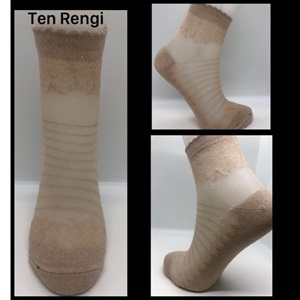 İlbaş Bayan Parfümlü Ten Tüllü Likralı Patik Çorap - Ten - PAKET İÇİ TEK RENK