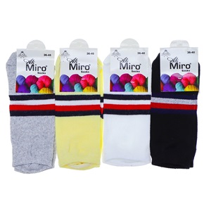 Miro 4543 Bayan Desenli Likralı Patik Çorap - Karışık Renk - ASORTİ