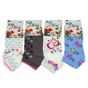 Miro 4543 Bayan Desenli Likralı Patik Çorap - Karışık Renk - ASORTİ