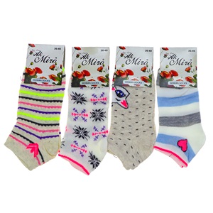 Miro 4543 Bayan Desenli Likralı Patik Çorap - Karışık Renk - ASORTİ