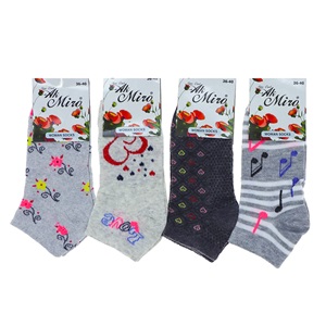 Miro 4543 Bayan Desenli Likralı Patik Çorap - Karışık Renk - ASORTİ