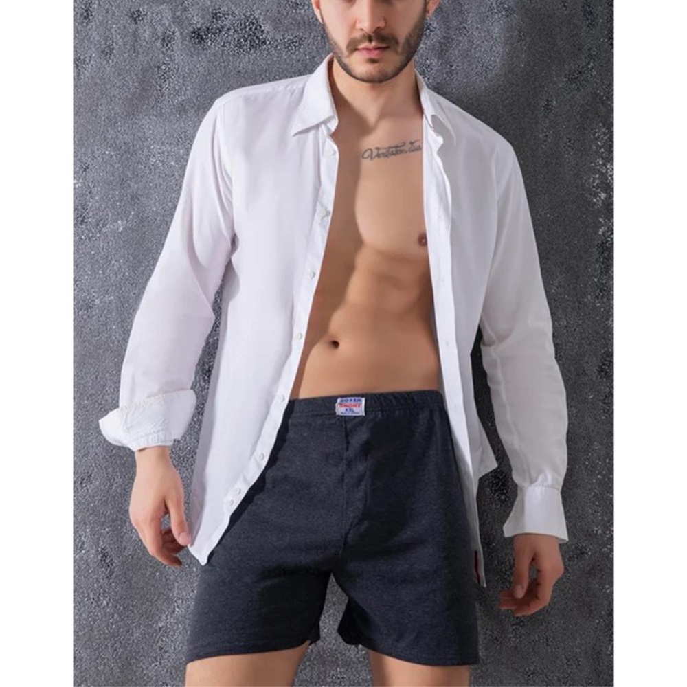 Elit Zümrüt Erkek Battal Düz Boxer 12 Li - Gri - 3XL