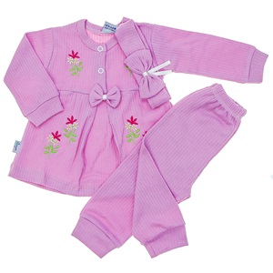 Tomofil 941 Kız Çocuk Raporlu Fiyonklu Çiçek Nakışlı Takım 1-2 Yaş - Beyaz - 1 YAŞ-2 YAŞ