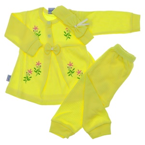 Tomofil 941 Kız Çocuk Raporlu Fiyonklu Çiçek Nakışlı Takım 1-2 Yaş - Beyaz - 1 YAŞ-2 YAŞ