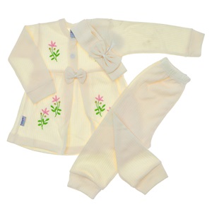 Tomofil 941 Kız Çocuk Raporlu Fiyonklu Çiçek Nakışlı Takım 1-2 Yaş - Beyaz - 1 YAŞ-2 YAŞ