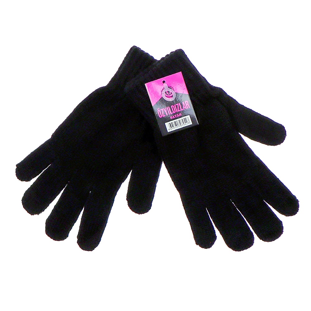 Özyıldızlar Bayan Triko Eldiven (12 Li) - Siyah - PAKET İÇİ TEK RENK