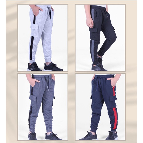 Paris Kids 05-34 Erkek Çocuk Rejenere Yan Garnili Çift Kargo Cep Eşofman Alt 5-8 Yaş - Siyah - 5-8 YAŞ