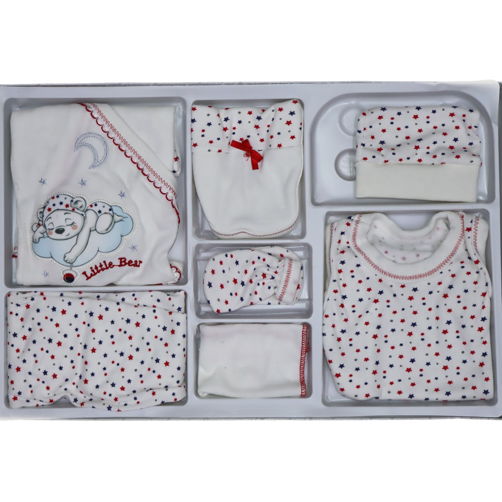 307 Ay Yıldız Desenli 7 Parça Zıbın Seti 0-3 Ay