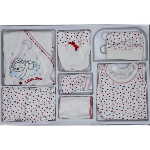 307 Ay Yıldız Desenli 7 Parça Zıbın Seti 0-3 Ay