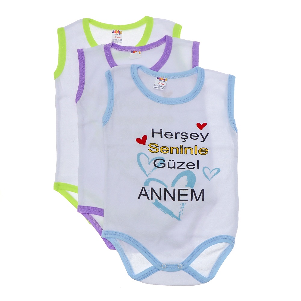 Bebiss 1317 Bebe Baskılı Sıfır Kol Çıtlıtlı Badi 2-4 Yaş - Fuşya - 2-4 YAŞ