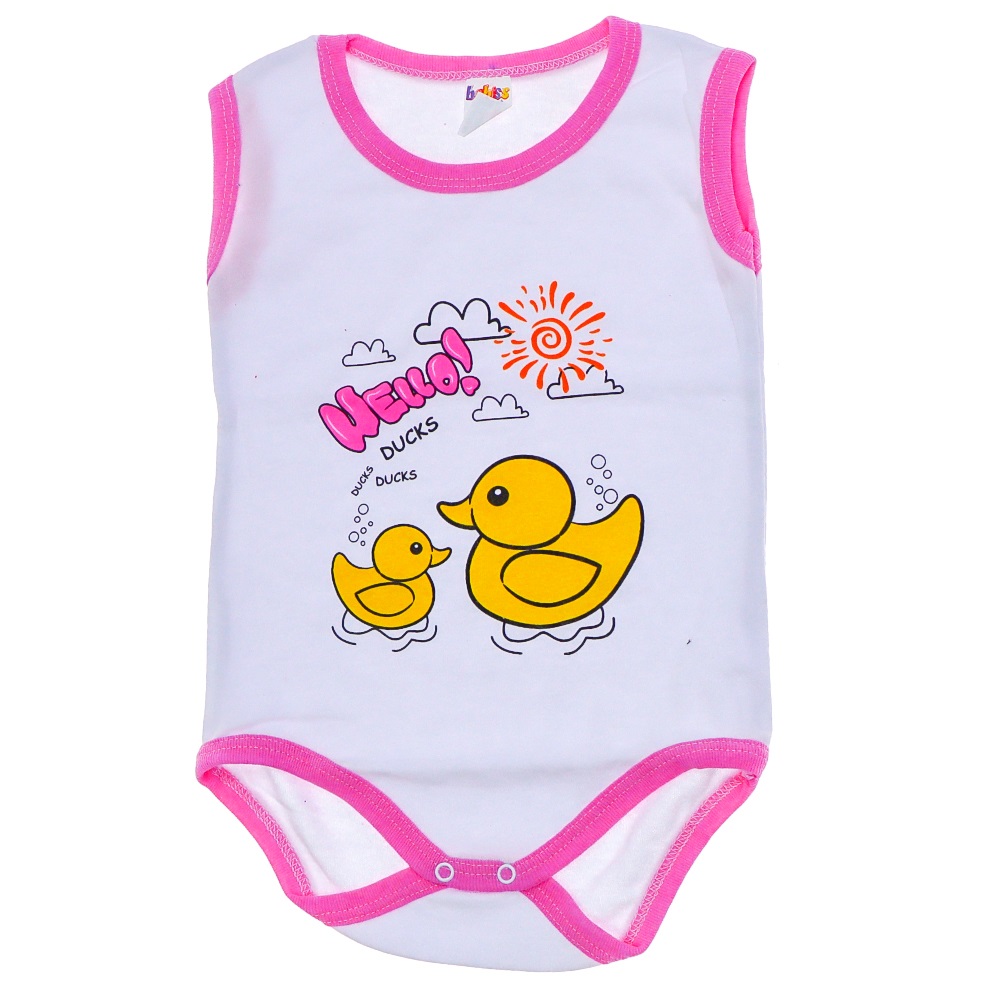 Bebiss 1317 Bebe Baskılı Sıfır Kol Çıtlıtlı Badi 2-4 Yaş - Fuşya - 2-4 YAŞ