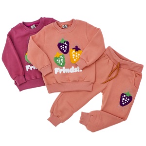 Keskinler 0121 Kız Çocuk Çilek Nakışlı 3 İp Takım 2-5 Yaş - Pembe - 2-3-4-5 YAŞ