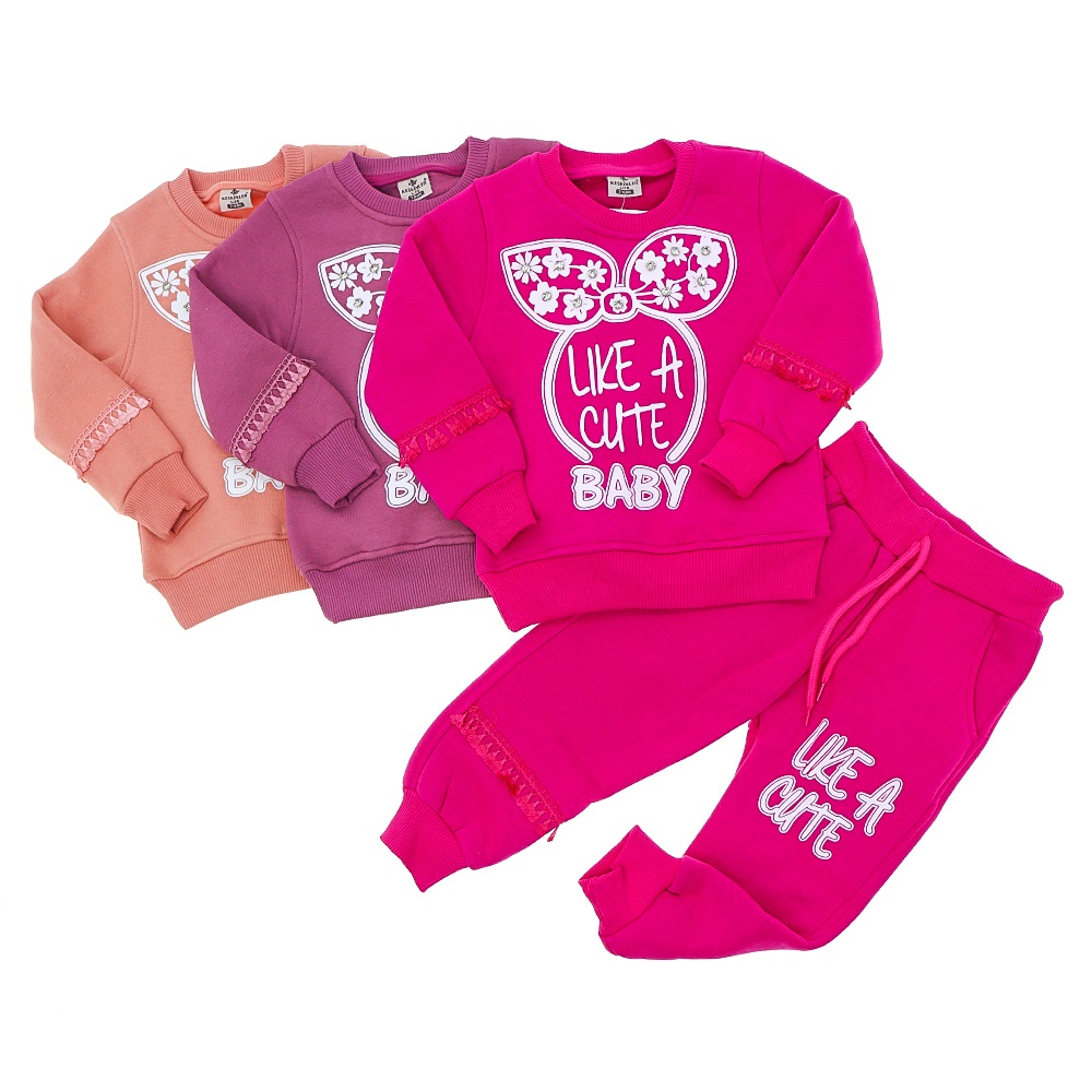 Keskinler 0124 Kız Çocuk Lıke A Cute Baby Baskılı 3 İp Takım 2-5 Yaş - Fuşya - 2-3-4-5 YAŞ
