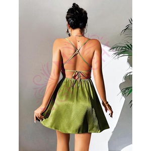 Nightlight 3654-2 Bayan Saten Fantazi Elbise Gecelik - Yeşil - L