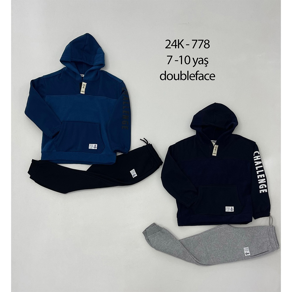 Comix 778 Erkek Çocuk 3 İp Double Face Challenge Baskılı KapşonluTakım 7-10 Yaş - Sarı - 7-8-9-10 YAŞ