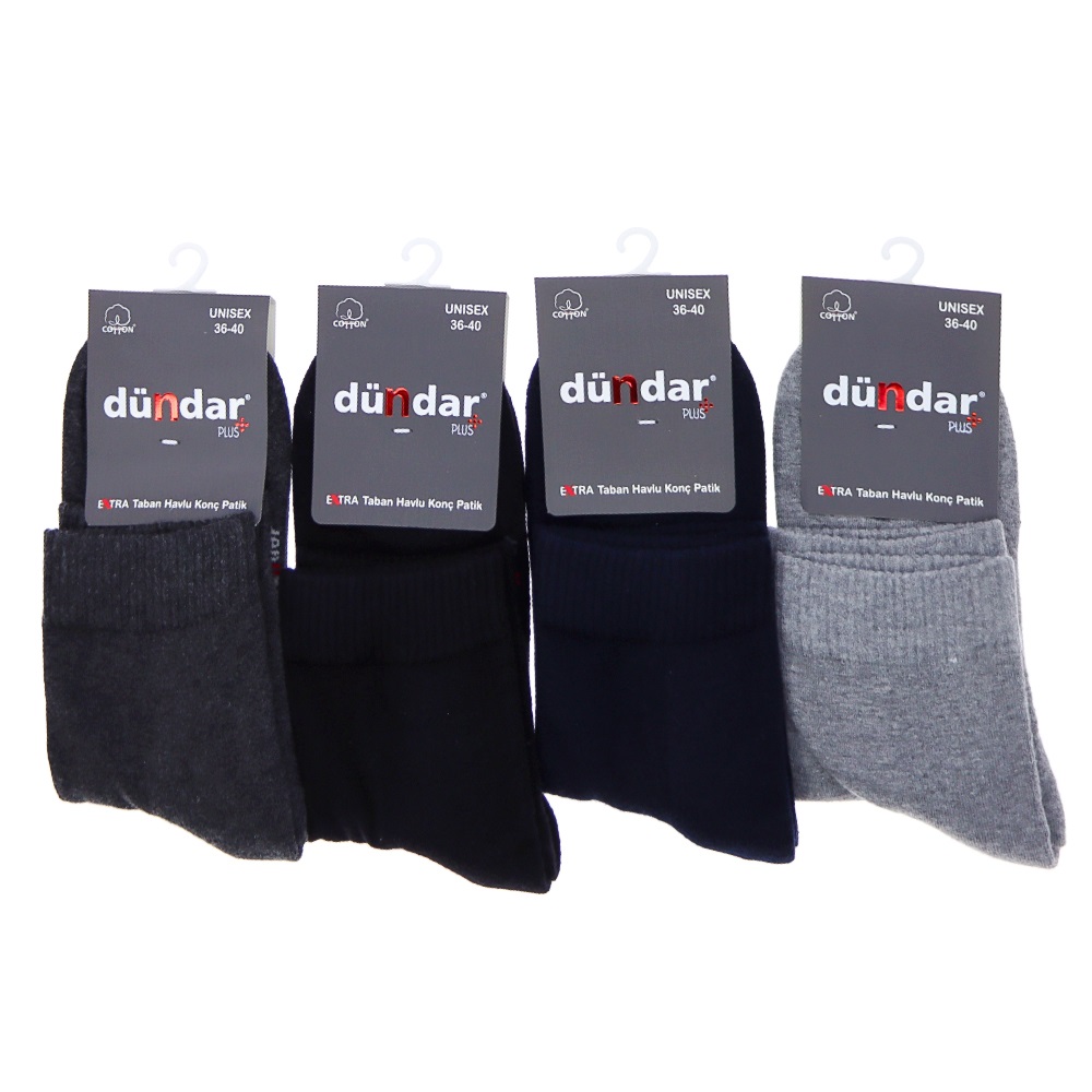 Dündar Plus 5046 Unisex Likralı Dikişsiz Extra Taban Havlu Konç Patik Çorap