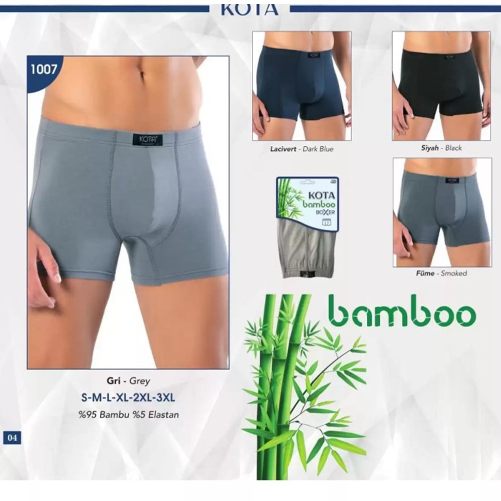 Kota 1007 Erkek bamboo Likralı Boxer S-XL - Füme - L