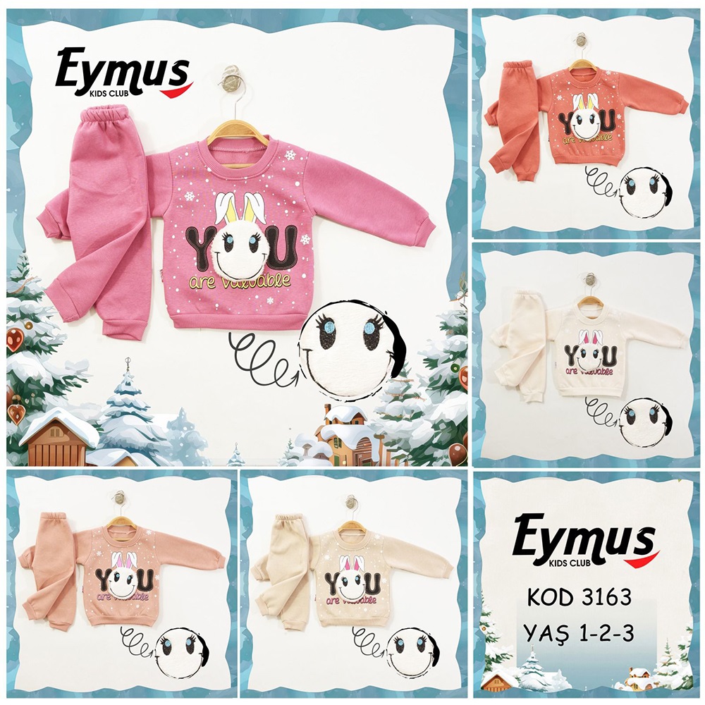 Eymus 3163 Kız Çocuk 3 İplik You Tavşan Nakışlı Takım 1-3 Yaş