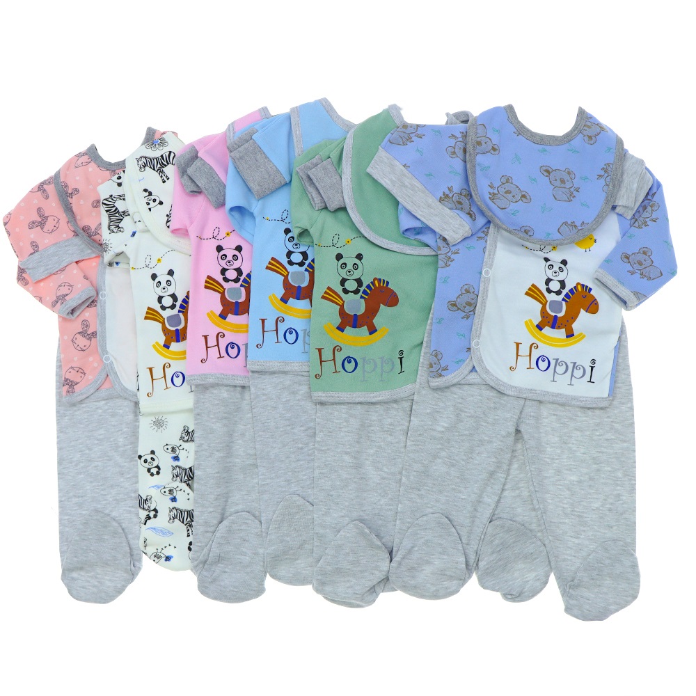 Hoppi Baby Bebe Desenli 5 Li Zıbın Takım 0-3 Ay - Somon - 0-3 AY