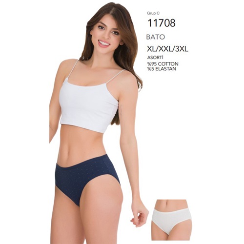 Berrak 11708 Bayan Penye Bato Külot XL-3XL - Karışık Renk - XL