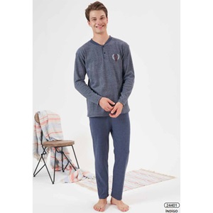 Estiva 24401 Erkek Penye İnterlok Şardonlu Pijama Takımı M-2 XL - Siyah - L