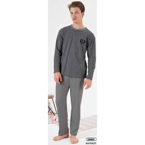 Estiva 24401 Erkek Penye İnterlok Şardonlu Pijama Takımı M-2 XL - Siyah - L