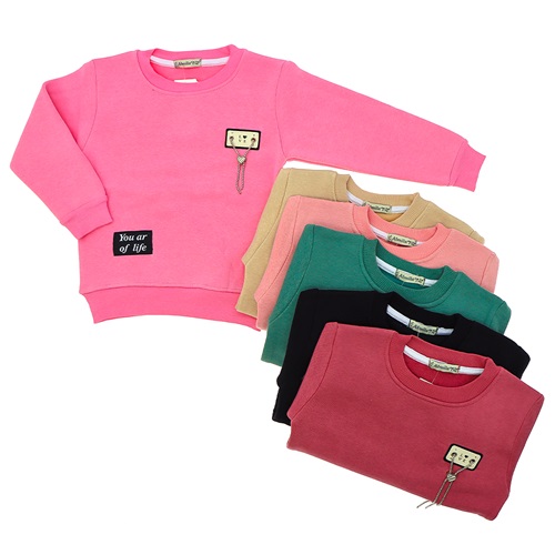 Almila 1133 Kız Çocuk Armalı 3 İp Sıfır Yaka Sweat 9-12 Yaş - Mint Yeşil - 9-12 YAŞ