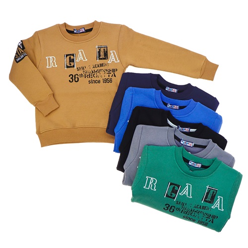 Furkan 1164 Erkek Çocuk Rgata Kol Armalı 3 İp Sıfır Yaka Sweat 5-8 Yaş - Gri - 5-6-7-8 YAŞ