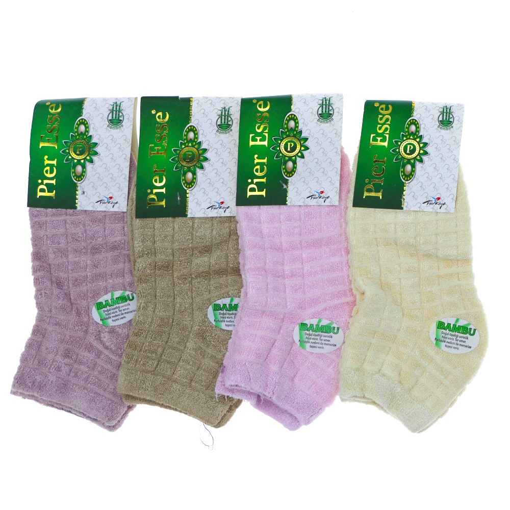 Pier Esse 2253 Bayan Bambu Likralı Havlu Patik Çorap (201)- Karışık Renk - ASORTİ