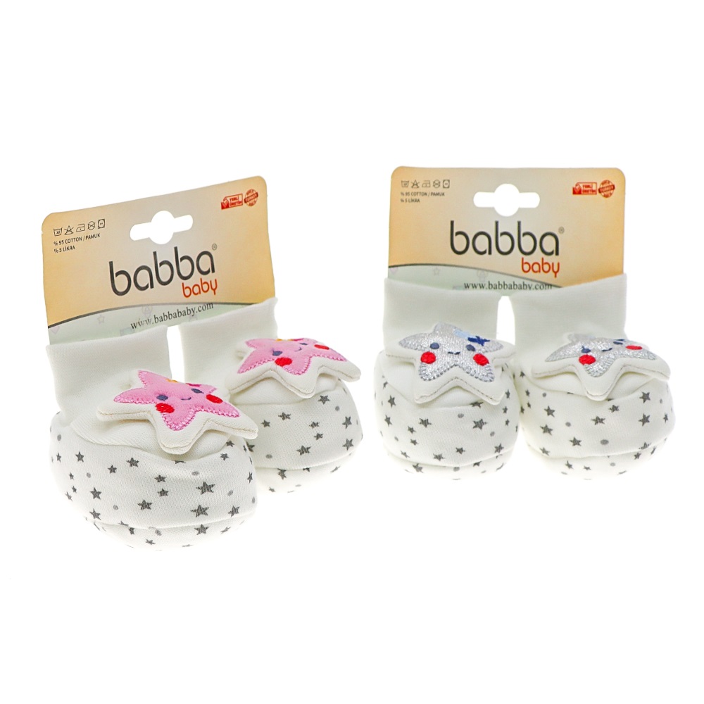 Babba Baby 0025 Bebe Penye 12 Li Yıldızlı Patik 0-3 Ay - Karışık Renk - 0-3 AY
