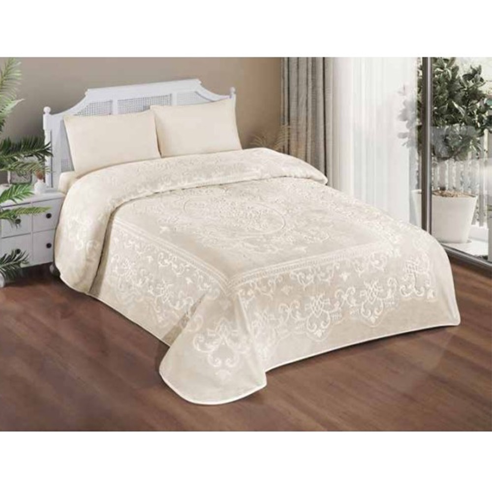 Mink Sense Çift Kişilik Welsoflu Battaniye 200x240 Cm - Ekru - 200X240 CM