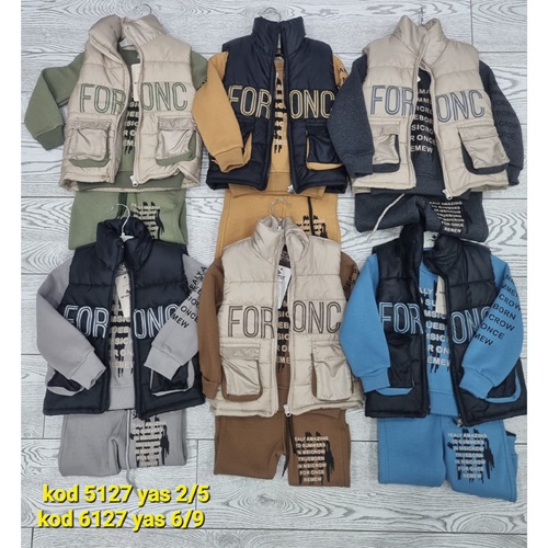 Keskinler Lıfe 6127 Erkek Çocuk 3 İp Foronc Gölge Baskılı Yelekli Takım 6-9 Yaş - Kahverengi - 6-7-8-9 YAŞ