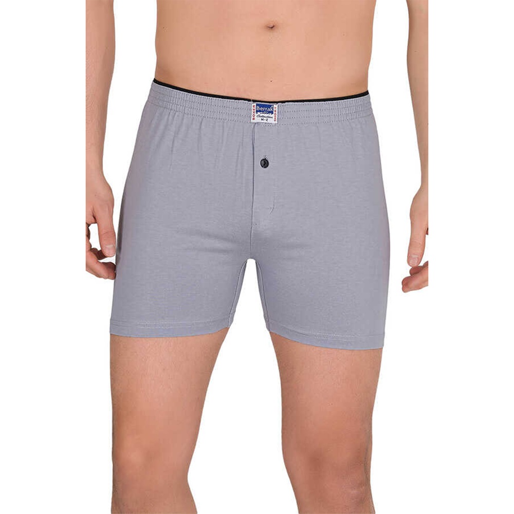 Berrak İç Giyim 1099 Erkek Penye Renkli Boxer Şort- Gri - 3XL