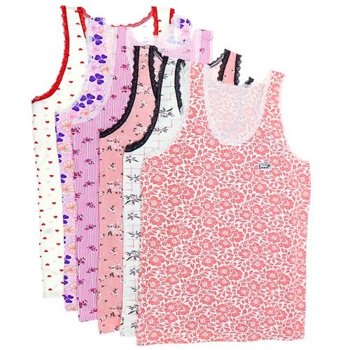 Polcan 5300 Bayan Battal Viskon Penye Empirme Desenli Kalın Askı Atlet - Karışık Renk - BATTAL