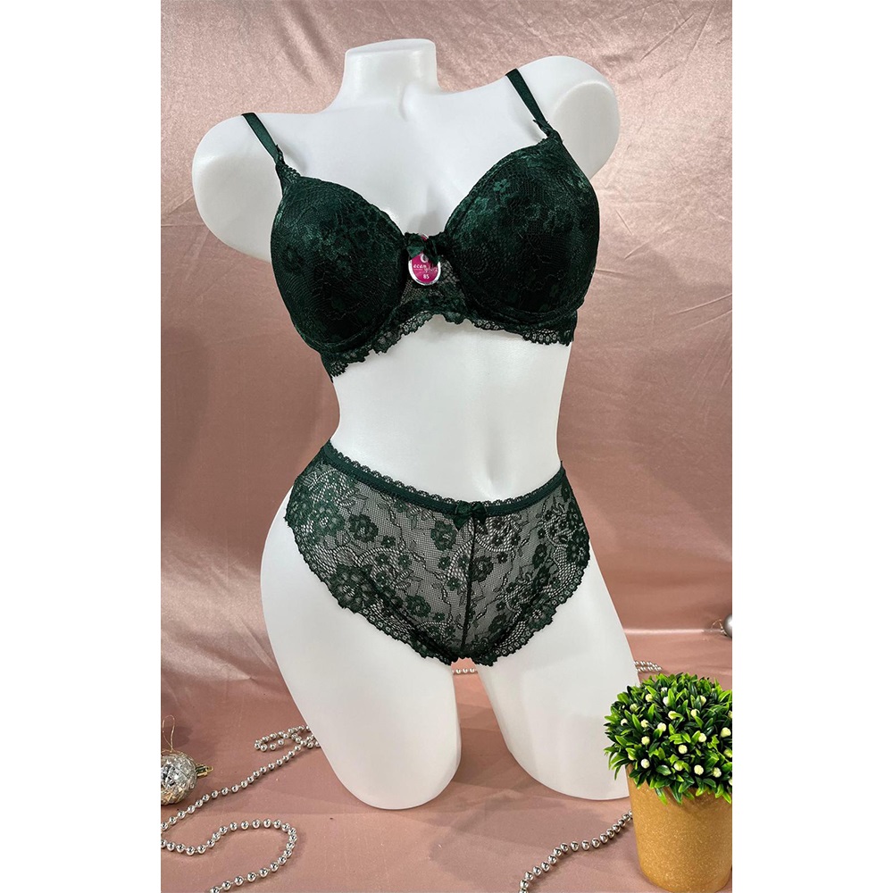 Ecem Yildiz 3500 Dantelli Silikonlu DolguluSütyen Takım 75-90 - Z.Yeşili - 75-80-85-90 - 33291-Z.Yeşili-75-80-85-90