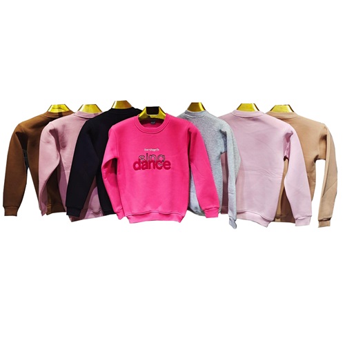 Kardeşler Kız Çocuk 3 İplik Sing Dance Süzine Taş Nakışlı Sweat 8-12 Yaş - Kahverengi - 8-12 YAŞ