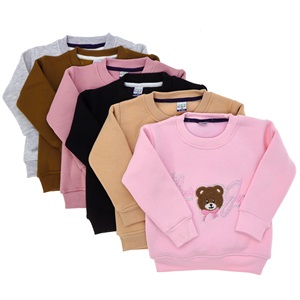 Kardeşler Kız Çocuk 3 İplik Süzine Sevimli Ayıcık Nakışlı Sweat 3-7 Yaş - Gri - 3-7 YAŞ