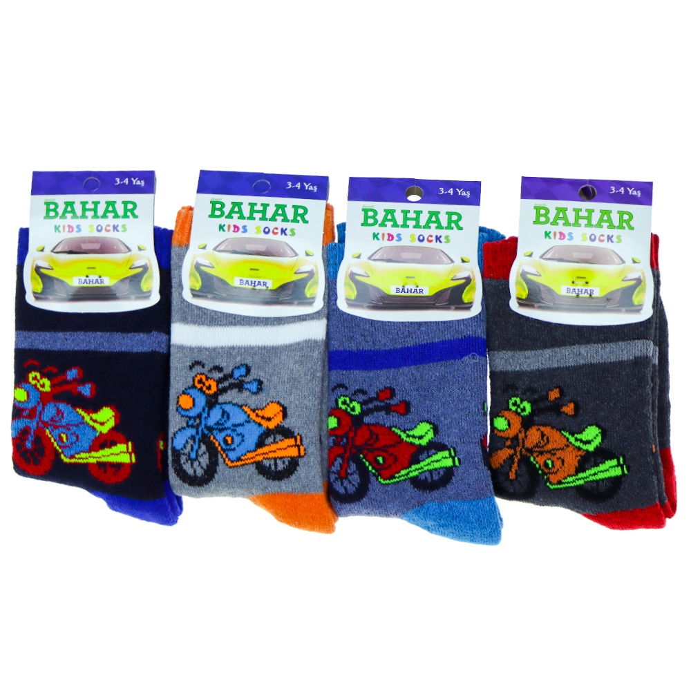 Bahar Erkek Çocuk Likralı Havlu Soket Çorap - P.İçi Karışık Renk - 3 YAŞ