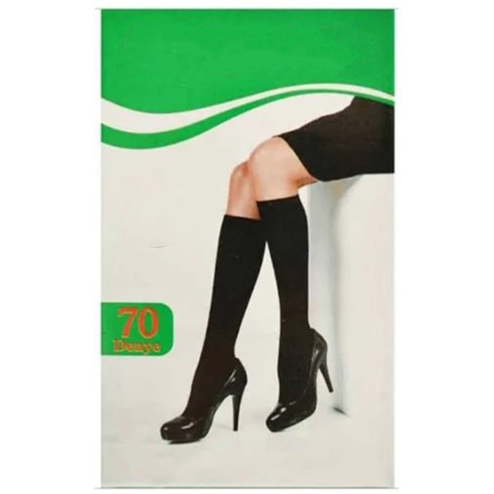 Miss Babit Bayan 70 Den Kalın Dizaltı Çorap (Yeşil Kutu) - 500-Siyah - PAKET İÇİ TEK RENK