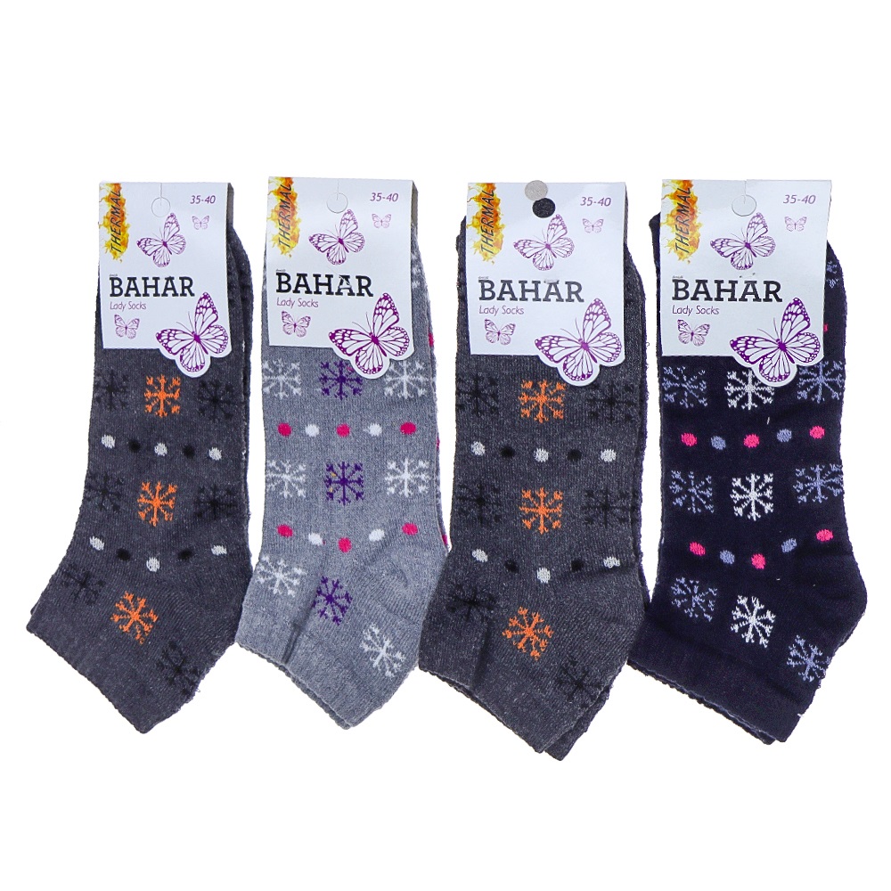 Bahar Bayan Desenli Havlu Patik Çorap - Karışık Renk - ASORTİ