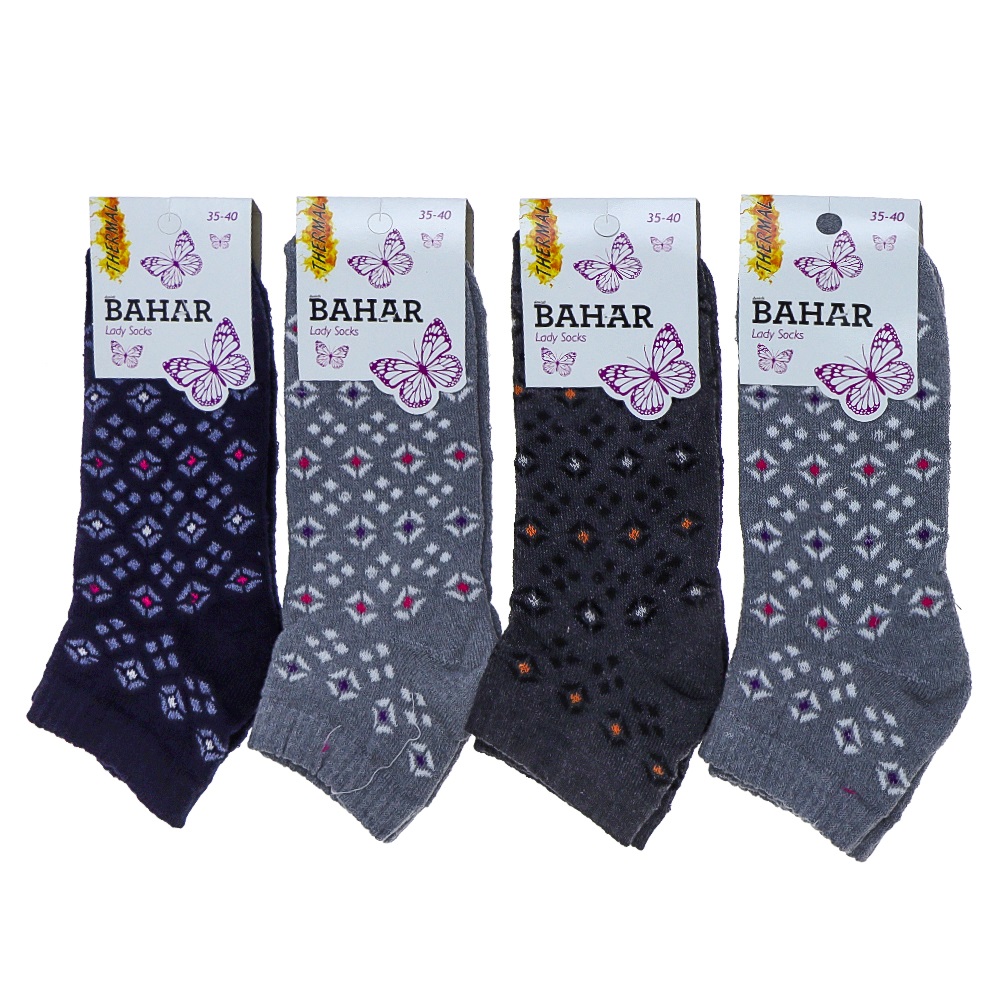 Bahar Bayan Desenli Havlu Patik Çorap - Karışık Renk - ASORTİ