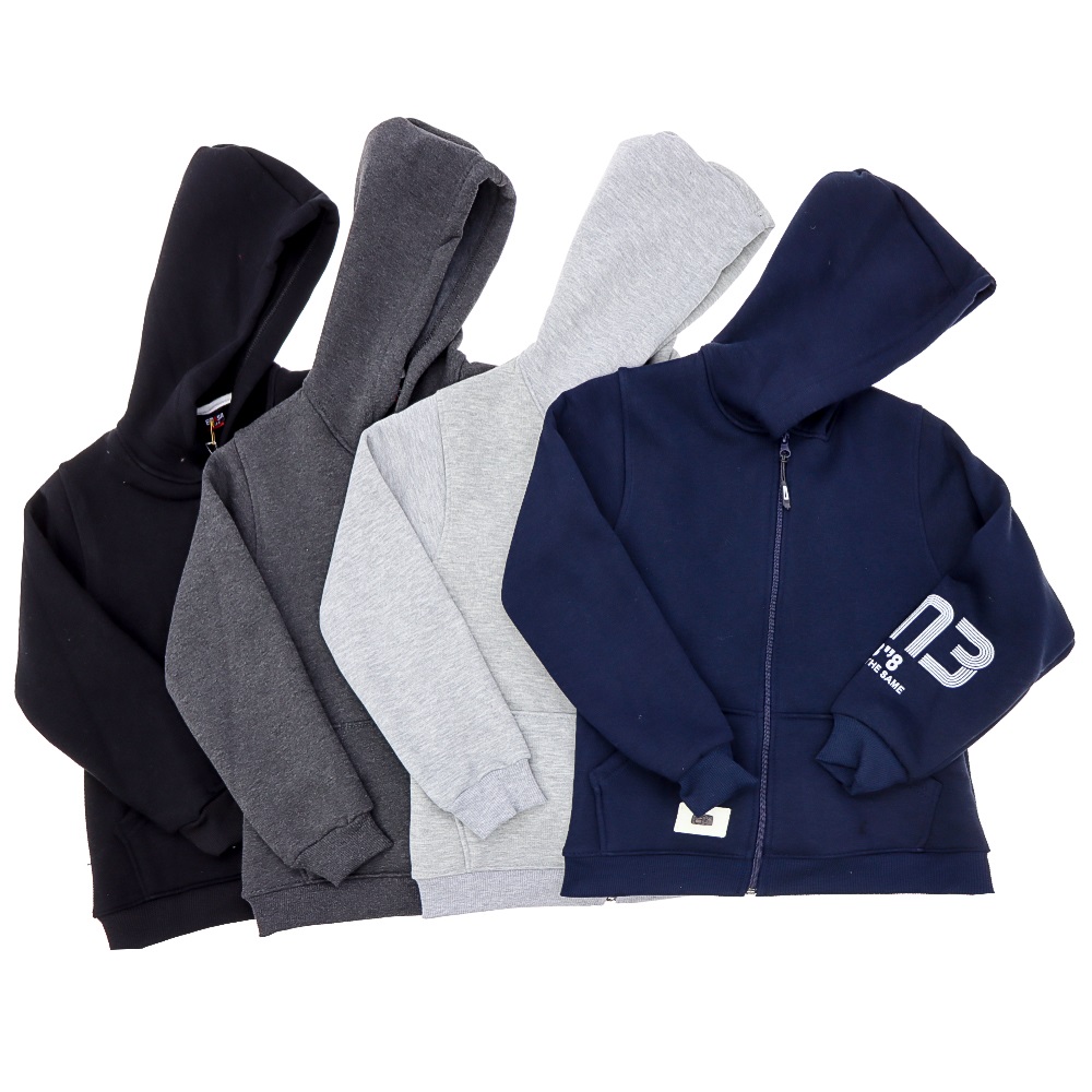 Em & Sa Life 4076 Erkek Çocuk 3 İp Kol Run Baskılı Kanguru Cep Kapşonlu Sweat Hırka 13-16 Yaş - Antrasit - 13-16 YAŞ