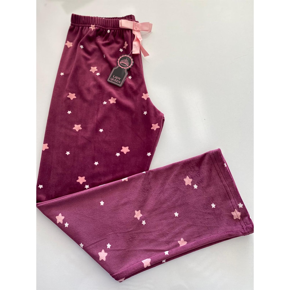 Maxpera 7013 Bayan Fransız Kadife Pijama Tek Alt M-2XL - Mor - M-L-XL-2XL