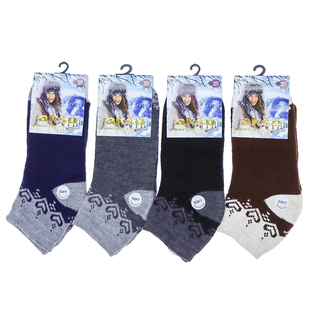 Aksu Bayan Desenli Soft Parfümlü Havlu Patik Çorap - Karışık Renk - ASORTİ