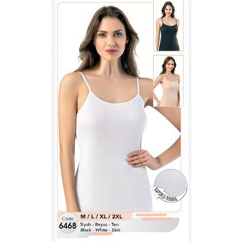 Kota 6468 Bayan Raporlu Ribana İp Askılı Atlet - Siyah - L