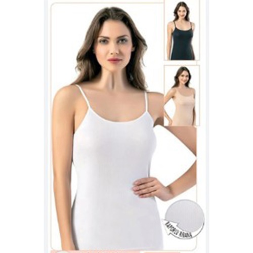 Kota 6468 Bayan Battal Raporlu Ribana İp Askılı Atlet - Ten - XXL