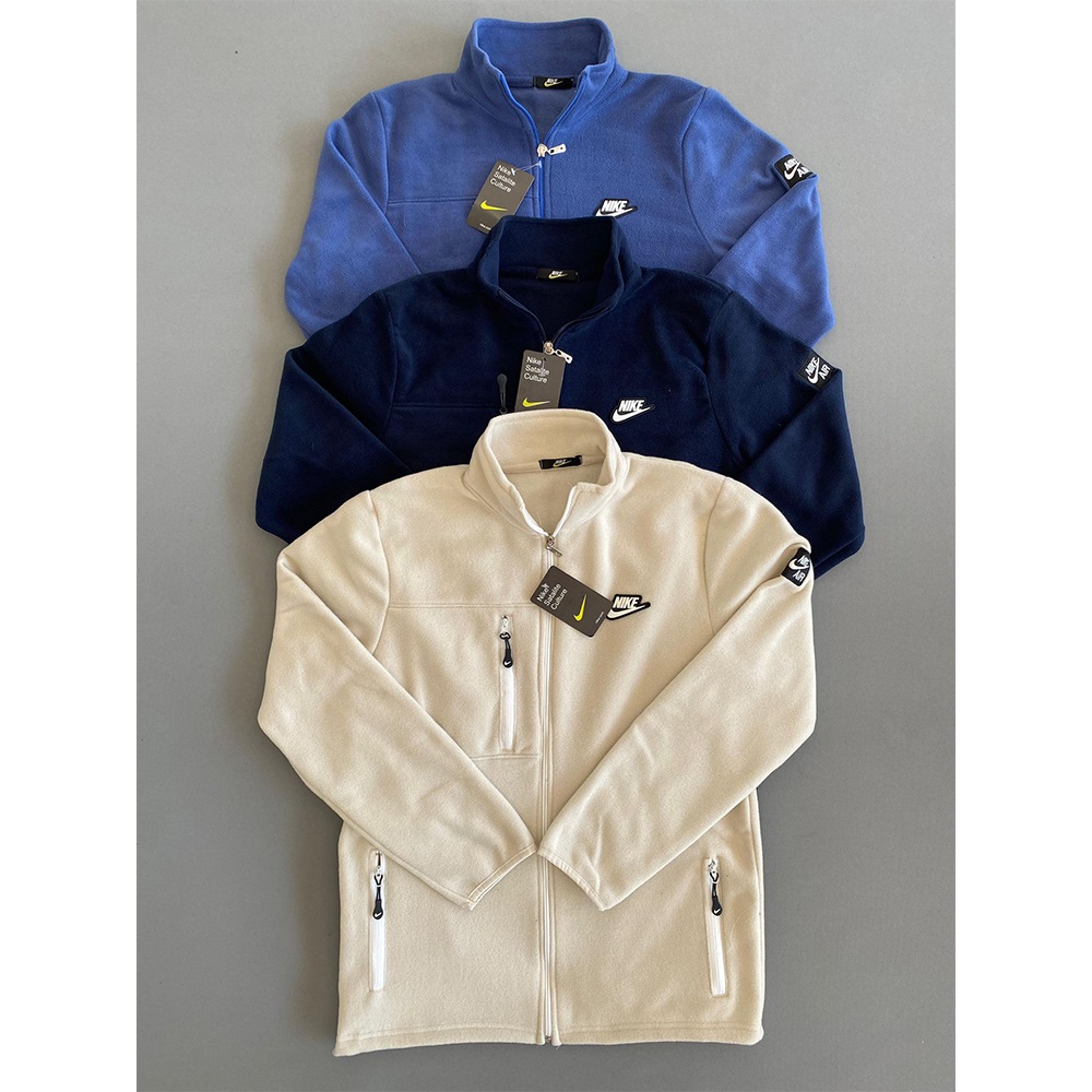 Helen 014 Erkek Polar Nıke Armalı 3 Cepli Fermuarlı Ceket S-2XL - Siyah - S-M-L-XL-2XL